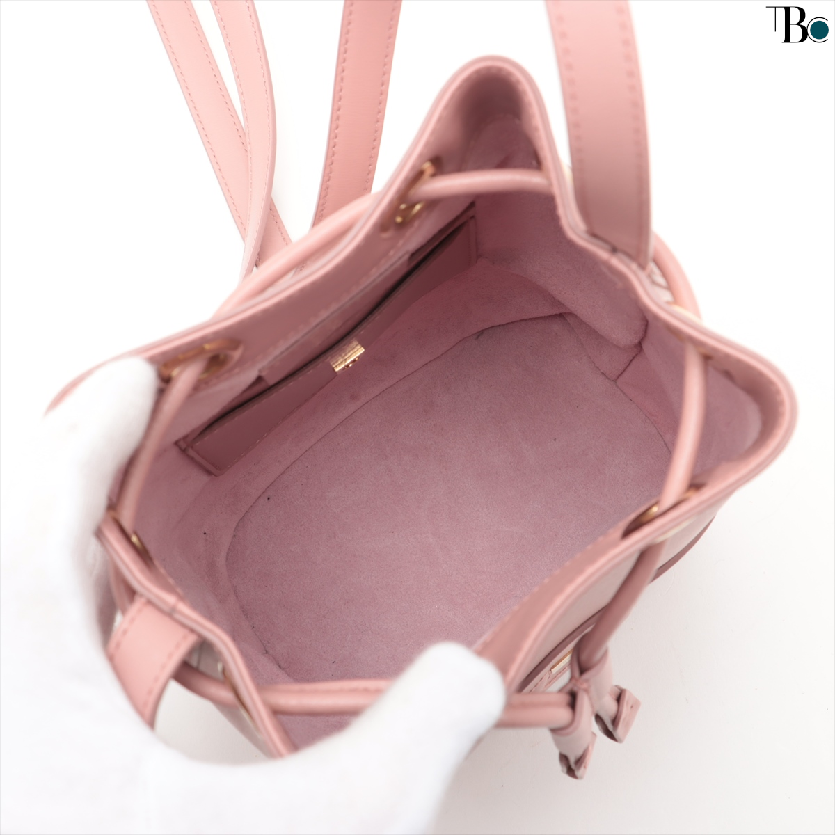 Preowned Ferragamo Gancini Mauve Leather Bucket Bag
