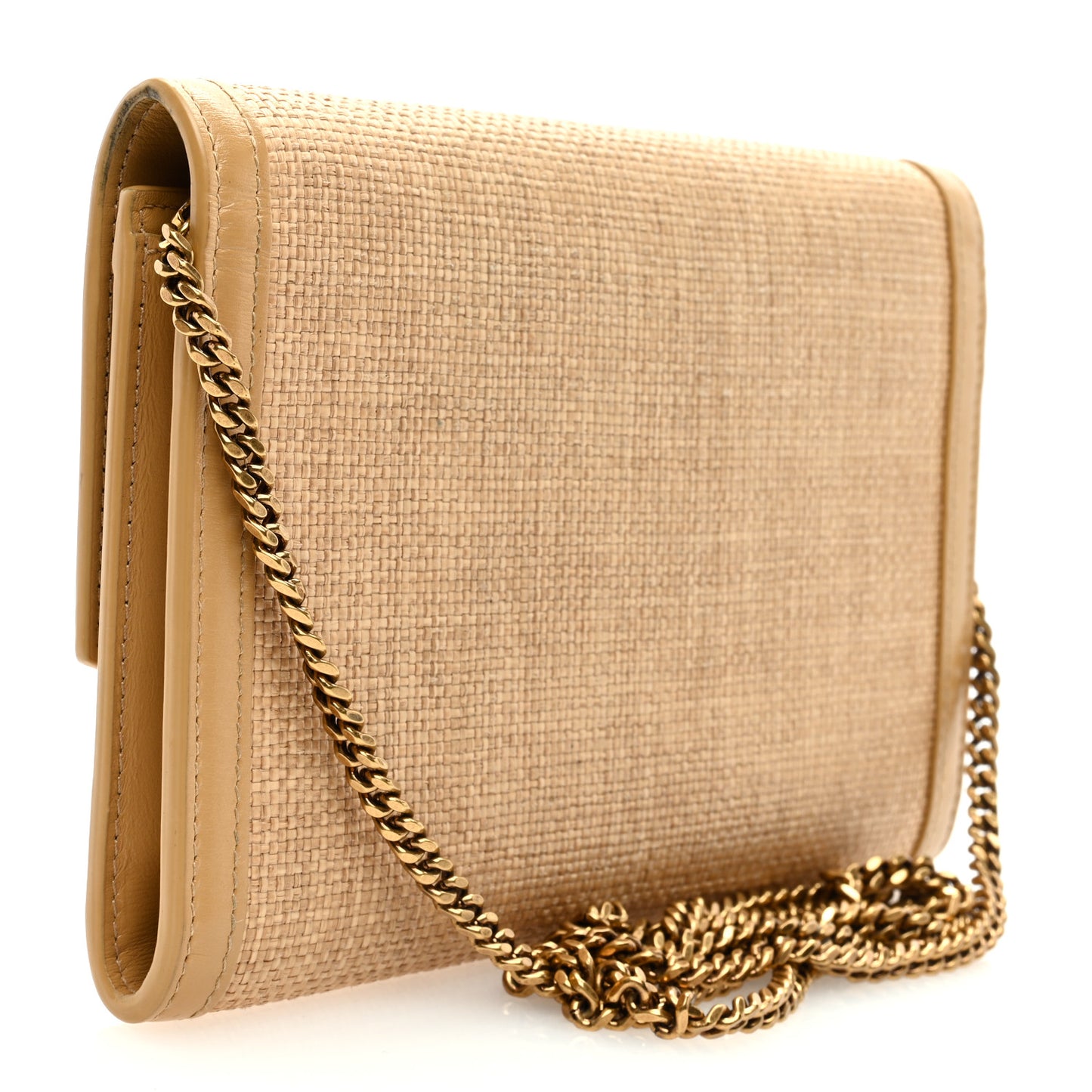 Preowned YSL Uptown Rafia Wallet on Chain