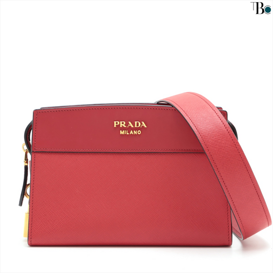 Preowned Prada Calfskin Red Leather Crossbody Bag