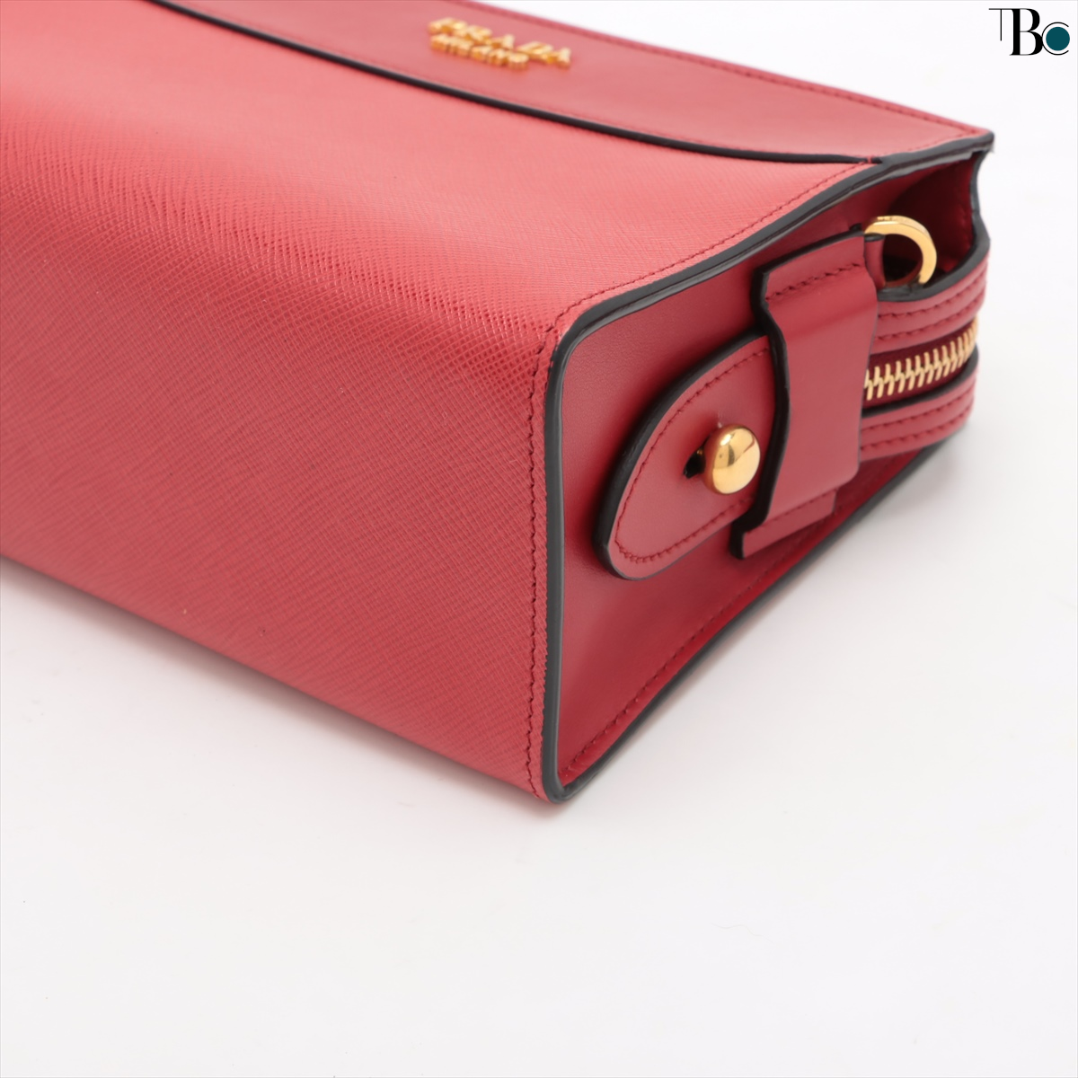 Preowned PRADA Esplanade City Calf Red Crossbody Bag