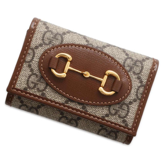 New GUCCI Horsebit 6 Key Case Beige/Brown GG Supreme Canva