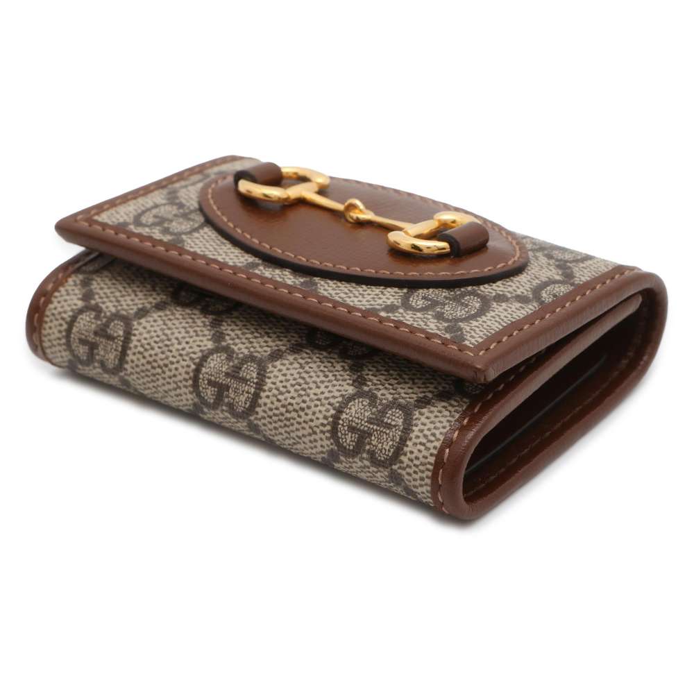 New GUCCI Horsebit 6 Key Case Beige/Brown GG Supreme Canva
