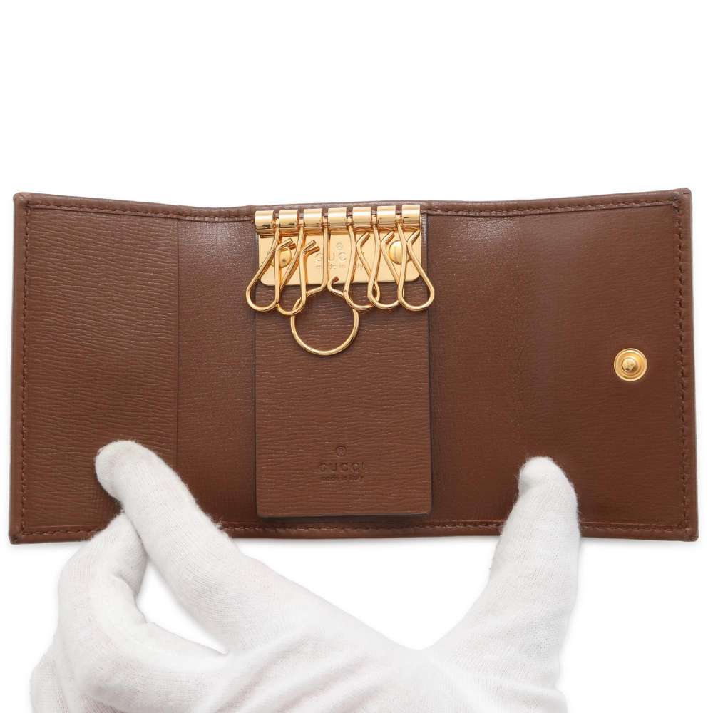 New GUCCI Horsebit 6 Key Case Beige/Brown GG Supreme Canva