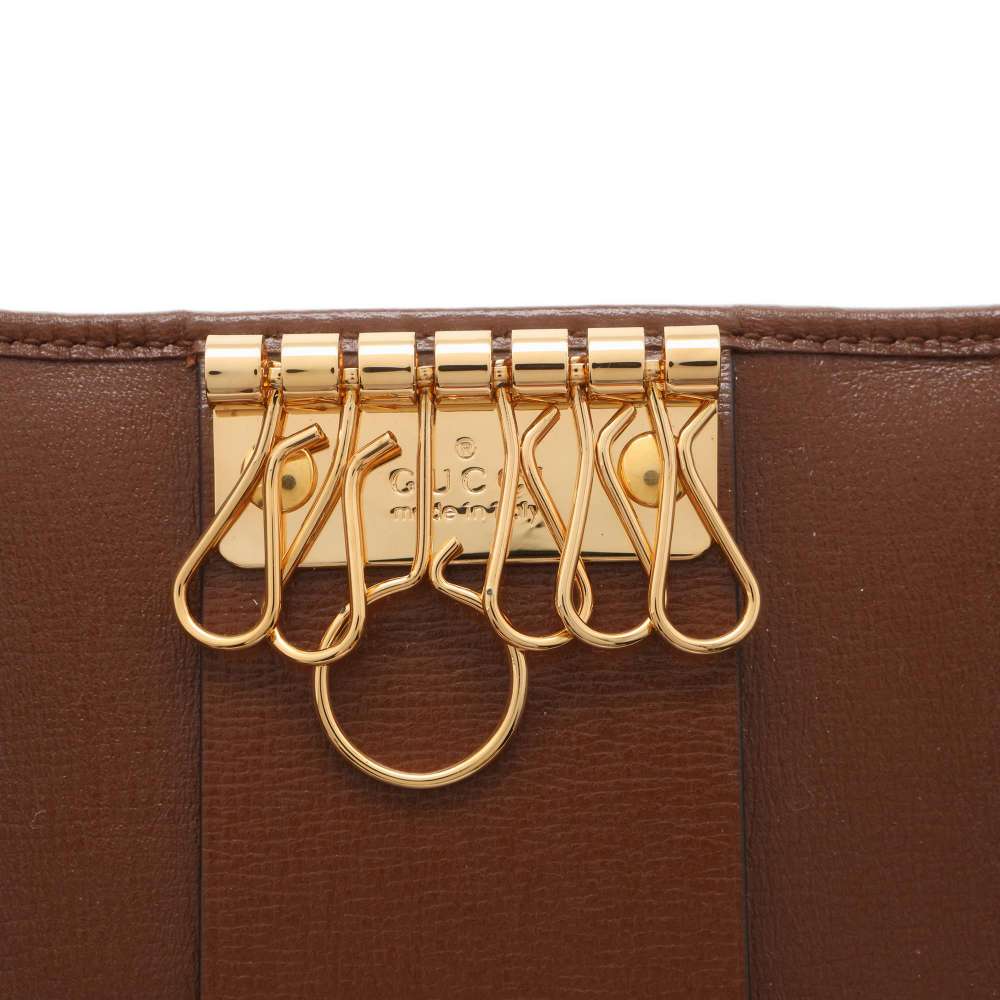 New GUCCI Horsebit 6 Key Case Beige/Brown GG Supreme Canva