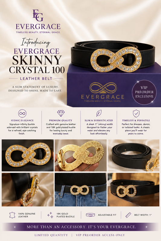EverGrace Infinity Handset Brilliant Crystal Skinny Leather Belt
