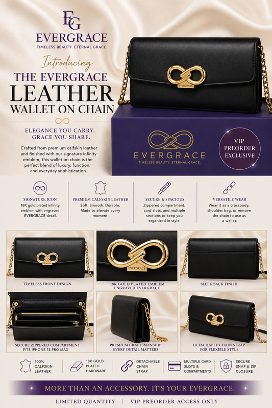 EverGrace Infinity Black Leather Wallet on Chain