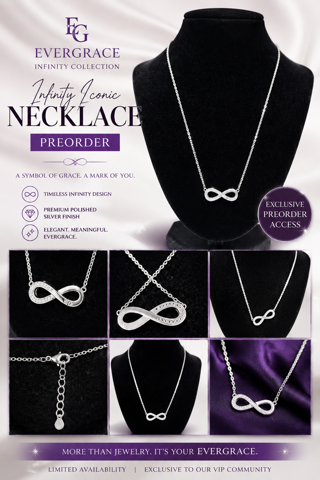 EverGrace Infinity Iconic Rhodium Chain Necklace