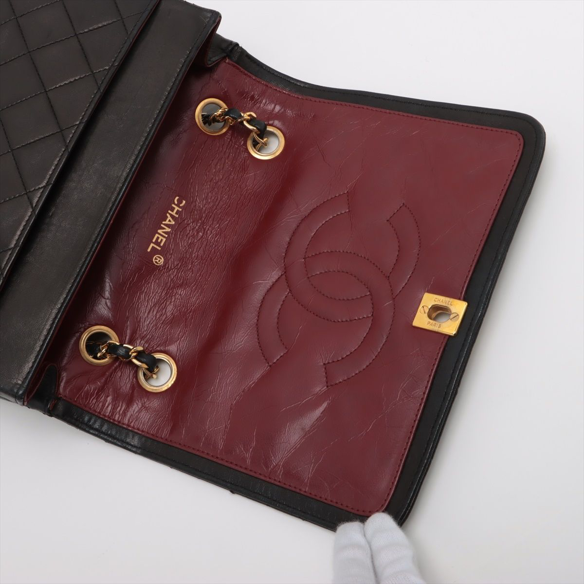 Preowned Chanel  Vintage Quilted Single Flap Double Chain Bag Gold Metal Fittings 1989-1991 24KGP