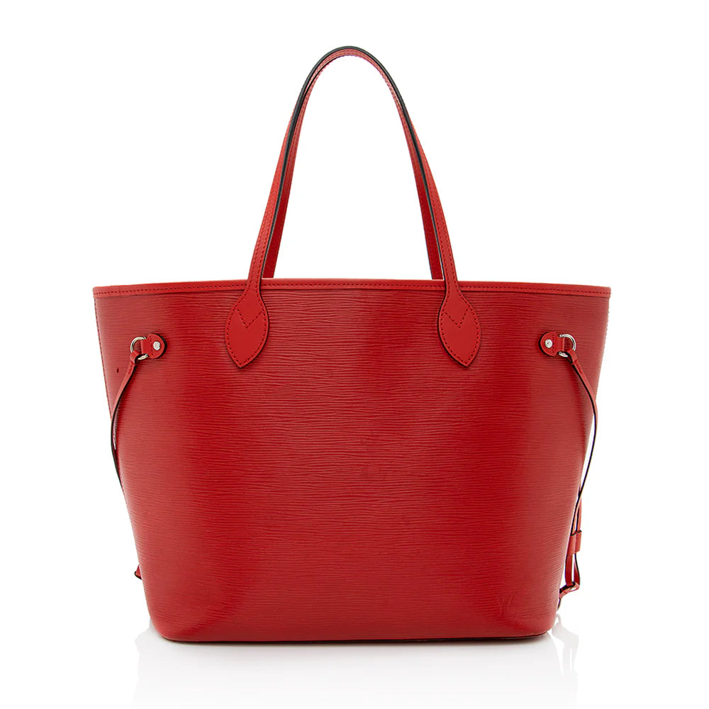 Preowned Louis Vuitton Neverful MM Red Epi Leather Tote with pouch