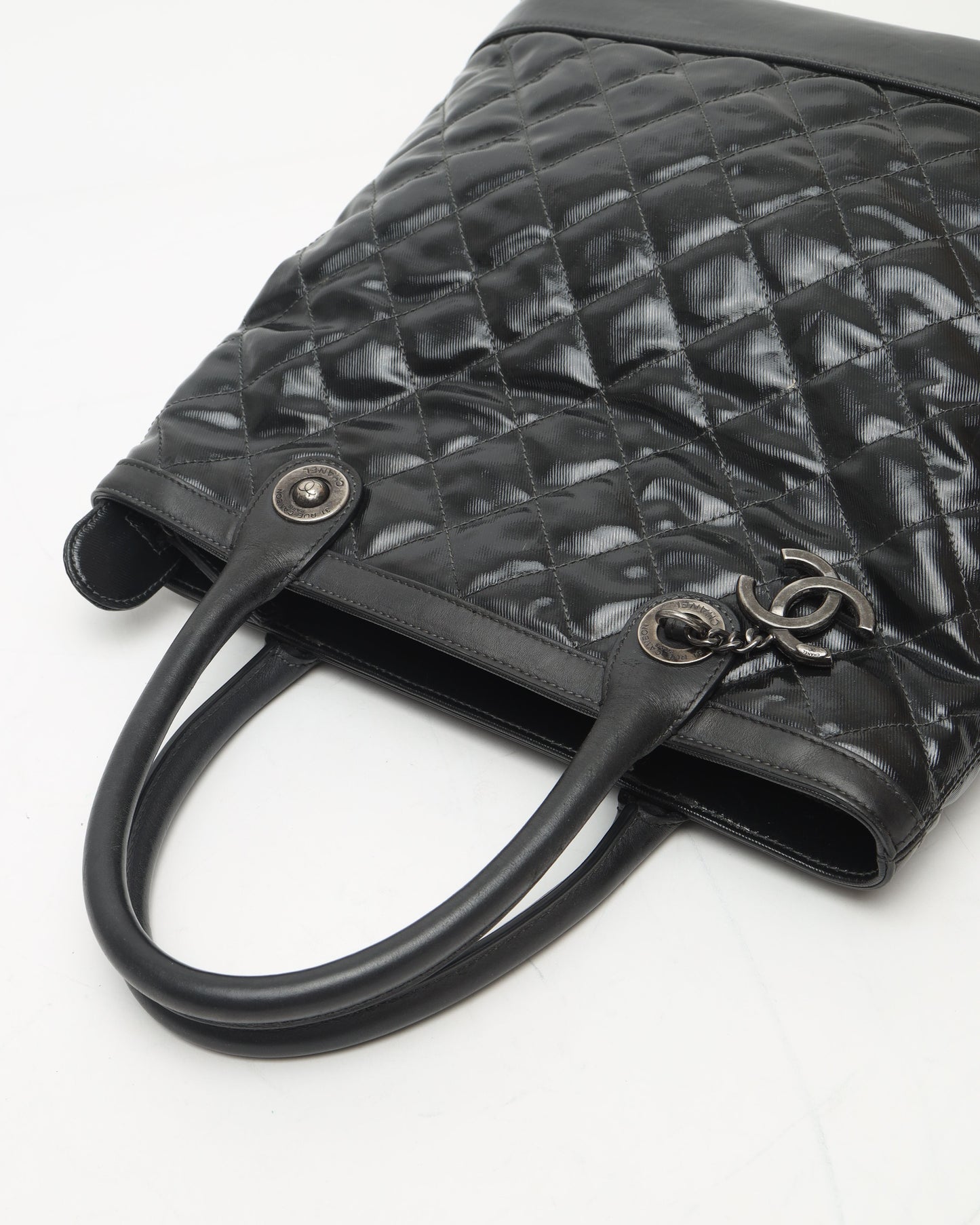 Chanel Cc Quilted Striated Tote Bag